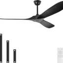 Solid Wood Ceiling Fan without Light, Modern Black Ceiling Fans with Remote Control, Quiet and Reversible DC Motor,Outdoor Ceiling Fan for Garage, Porch, Living Room, Bedroom