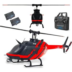 Remote controlled helicopter C138 custom color RC helicopter single wing without aileron 6CH 6-axis gyroscope height hovering adult beginner 2 batteries (black) Suitable for adults 14+