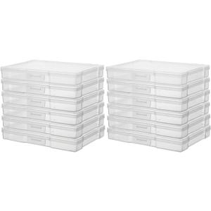novelinks 12 Pack 5"x7" Clear Photo Storage Boxes  Plastic Picture Organizer Cases with Lids  Photo Keeper Containers for 5x7 Prints, Cards, and Craft Supplies