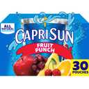 Capri Sun Flavored with Other Natural Flavor Juice Drink Blend, 30 Pouches, for School Lunches and On-the-Go Hydration, Fruit Punch, All Natural Ingredients, 6 fl oz (EXP 10/15/26)
