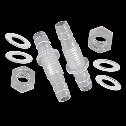 JoyTube 3/8" Hose ID barb Thru-Bulk Bulkhead Fittings Union Adapter Plastic Fittings with Stainless Steel Washers for Aquarium Water/Fuel/Air (Pack of 2)