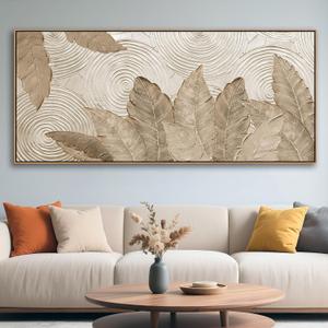 Minimalist & Modern Art for Bedroom Decor Framed Abstract & Textured Artwork for Walls Neutral & Contemporary Beige Pictures - 3D Artwork for Living Room and Boho Style 87"L x 40"W