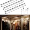 EZVALO 3 Pack Motion Sensor Closet Light with Eye-Protection Design, 1800mAh Rechargeable Under Cabinet Lighting, 3 Color Temps Night Light for Pantry, Closet