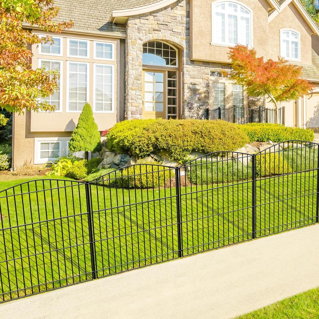 INJOPEXI Garden Fence 6 Panels 11.8ft (L)24in (H) Decorative Garden Fence with 6 Panels Rustproof Wire No Dig Garden Fences Animal Barrier Fencing for Outdoor Patio Backyard - Without Fence Gate