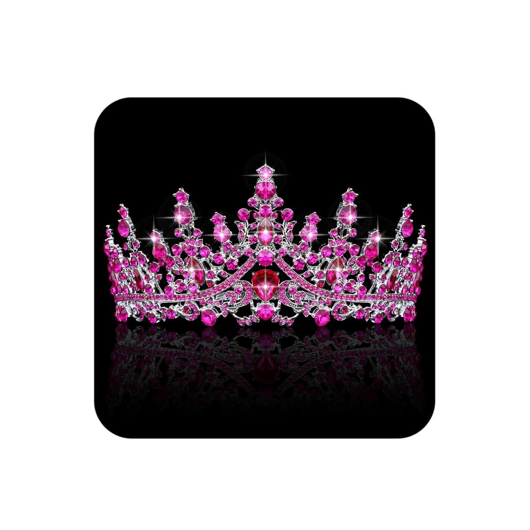 COCIDE Hot Pink Crowns for Women Tiaras for Womens Costume Decorations Hair Accessories Royal Crystal Headbands Cosplay Queen Birthday Pageant Bride Headpieces