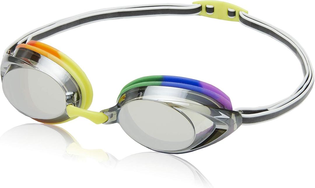 Speedo Unisex-Adult Swim Goggles Mirrored Vanquisher 2.0 (Rainbow/Grey Medium)