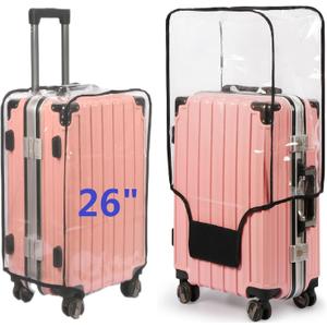 Clear PVC Suitcase Cover Protectors Thicken Luggage Cover Protector Full Transparent Waterproof Wheeled Dustproof Luggage Sleeve Protector 26"