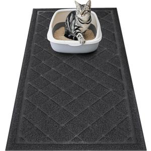 Amyracel Cat Litter Mat, 60"x24" Non-Slip Litter Trapping Mat, Urine-Proof Kitty Litter Mats for Floor, Soft on Kittys Paws, Kitten Supplies for Indoor Cats (Black)