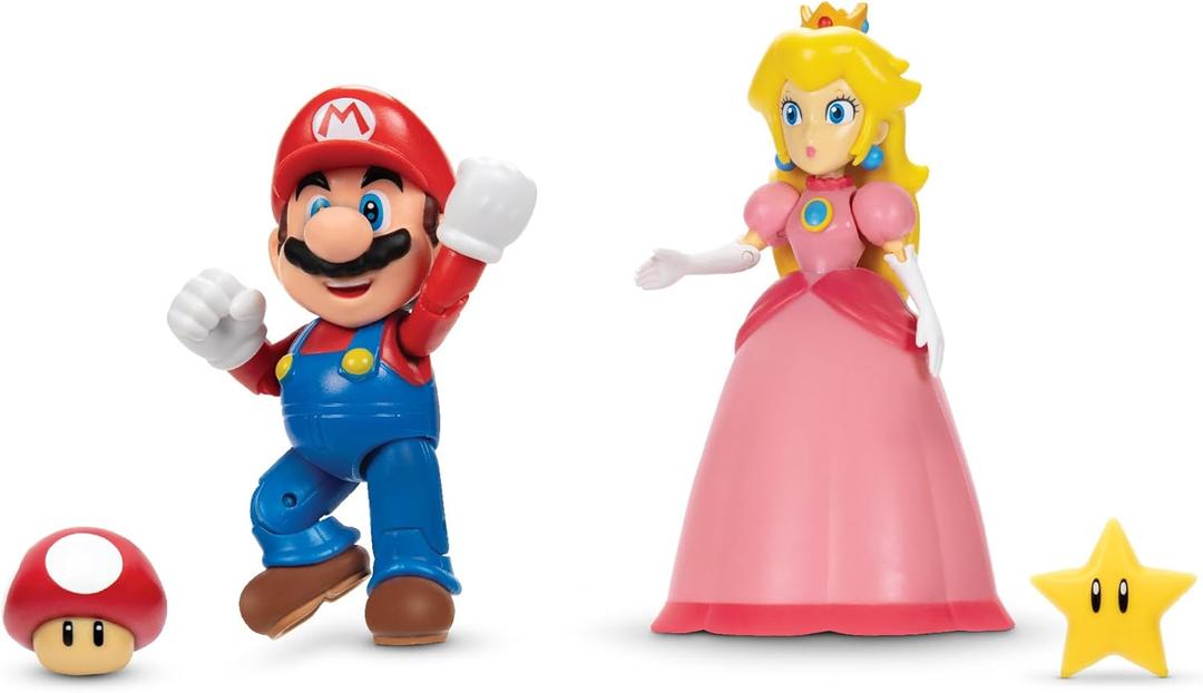 Super Mario Nintendo 4" Figure 2 Pack: Mario & Peach