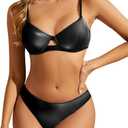 Lilosy Sexy Mesh Sheer Underwire Push Up Lingerie Set Lingerie Set (Black, M)
