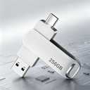 256GB Dual USB Type-C Flash Drive USB-C & USB-A 2-in-1 OTG Thumb Drive with Metal Housing, 360 Swivel Design, High-Speed Transfer for Smartphones, Tablets, Laptops, Macs