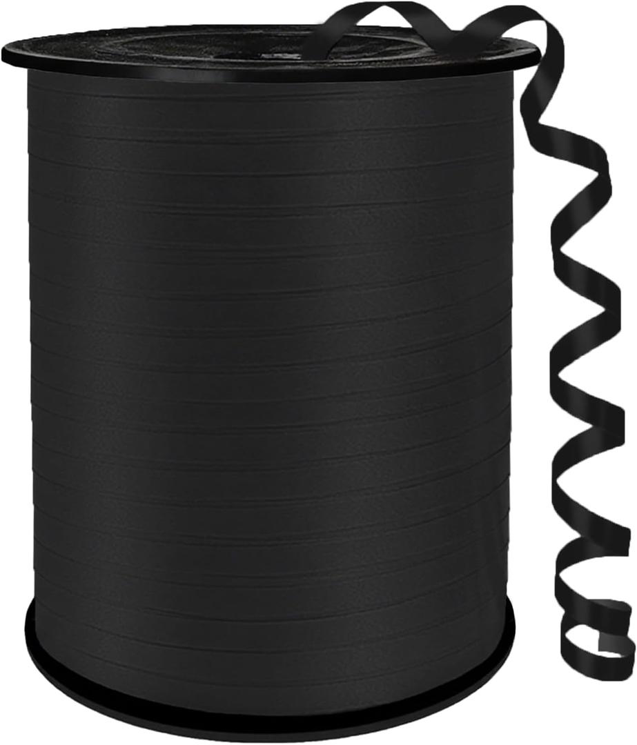 Crimped Curling Ribbon500 Yard1/5" for Crafts,Gift Wrapping, Balloon String, Baby Shower, Parties & Festivals, Florist Flowers (Black)