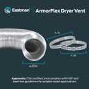 Eastman 8 Foot ArmorFlex Dryer Vent, Flexible Aluminum Duct with Clamps, Semi-Rigid, 69028