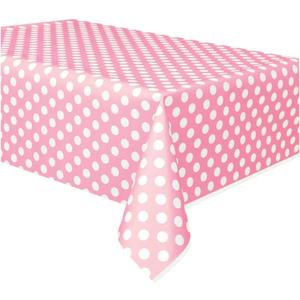 Dotted Rectangular Plastic Table Cover | 54" x 108" | Lovely Pink | 1 Pc