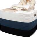 OIAHOMY 118L Extra Large Blanket Basket, Rectangle Woven Cotton Rope Storage Basket,Used for storing Dirty Clothes, Stuffed Animal Toy Storage for Living Room,Kids Room,25" x 17" x 16", Gradient Blue