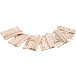 Frebeauty Travel Jewelry Organizer, 6 Pcs Velvet Jewelry Pouch Bag with Zipper Pocket, Visualization Design for Rings, Earrings, Necklace