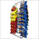 Clip Strip Chip Rack Display Stand, Snack Rack, Metal, 2 Rows, 30 Clips, Off-White, Organize Snacks in Retail Stores and Household, Product Merchandising