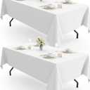 Pureegg Durable Table Cloth 60" x 102" - Reusable Polyester White Tablecloths for Rectangle Tables, Washable Fabric Table Cover for Holiday Party, Dinner, Wedding & Baby Shower, 2 Packs