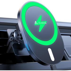 andobil Wireless Car Charger [Real 15W Charging Faster & Safer] Magsafe Car Charger Phone Holder Mount for Car Compatible with iPhone 16 Pro Max / 16 Pro/16 Pro Max/15/14 Series