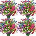 20 Bundles Artificial Flowers for Outdoors Decoration Fake Silk Flowers UV Resistant Faux Plants Artificial Daisy Eucalyptus for Spring Summer Garden Yard Porch Window Home Decor, Mixed