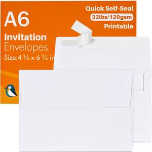 9x6 Envelopes Letter Size, White Envelopes Self Seal for Wedding Invitation, Envelope for Greeting Cards, Photos, Baby Shower, Graduation, Thank You Cards, Announcements