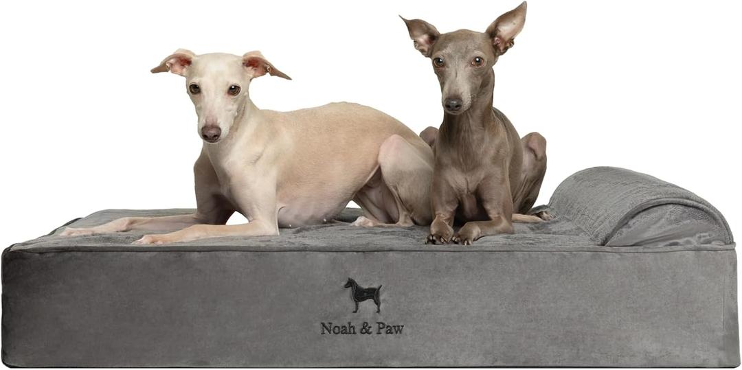 NOAH & PAW Large Dog Bed, 35x25x8.7 Inch, Orthopedic Dog Beds, Eggshell Memory Foam Infused with Cooling Gel, Water Resistant, Machine Washable, Includes Inner Cover (Velvet Collection)