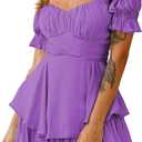 Fixmatti Women Boho Romper Off Shoulder Ruffle Chiffon Shorts Jumpsuit Playsuits, Small