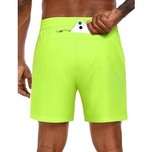 MIER Mens Running Shorts with 5 Inch Inseam, Quick Dry Athletic Shorts for Gym Workout Exercise Training, 3 Zipper Pockets, Small