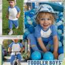 YooAurvox Toddler Boys' 2 Pieces Outfits, White/sky Blue, 5-6t