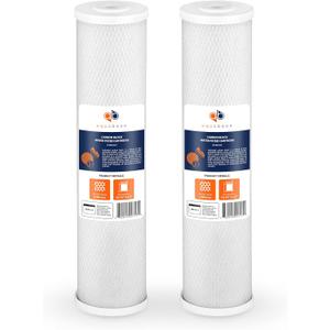 Aquaboon 4,5 x 20 inch Carbon Filter Cartridge - 5 Micron Coconut Shell CTO Big Blue Filter - Whole House Well Water Filtration - Matches DB20P, CTO20BB, Pentek FLOPLUS-20BB, 155312-43 (2 Pack)