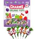 Charms Organic Pops (265 Count) USDA Organic Fruit Candy Lollipops Made with All Natural Flavors and Ingredients Dye-Free, Gluten- Free, Non-GMO, 3 lb Resealable Bag