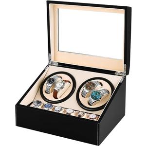 J&T Technology Automatic Watch Winder for 4 Watch Rotator + 6 Watch Storage,2 Rotating Modes,Quiet Japanese Mabuchi Motor  Watch Winder Box for Men/Women,AC Adapter (PU)