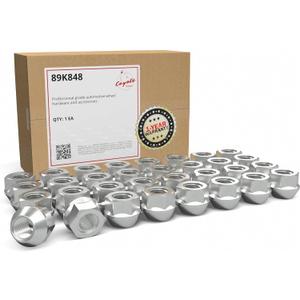 Wheel Accessories Parts 32 Pcs M14x1.5 14x1.5 Thread Open End Bulge Acorn 21mm 0.83" Long Lug Nuts Zinc 7/8" 22mm Hex Fits Chevy Silverado GMC Sierra 2500 3500 Ford F250 F350 RAM 2500 3500 (Chrome)