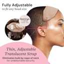 MILANO COLLECTION Glueless Top Grip for Hair Topper & Wiglets, Adjustable Translucent Strap with Side Openings, Top Headband for Your Wig or Topper, Includes Clips, Beige, Medium