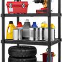 IRIS USA 4-Shelf Extra Heavy Duty Deep Plastic Storage Shelves, 800lb Capacity, 57" H x 36" W x 24" D, Large Modular Shelving Unit Storage Organizer for Garage, Home, Warehouse & Gym, Rack - Black