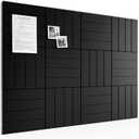 Bumusty Large Cork Board Alternative-48 x 36" Felt Bulletin Board Tiles, with 30 Pushpins, 70 Adhesive Tabs, Bold-Stripe 12-Pack, Cork Boards for Office Push Pin Board Felt Board-Black