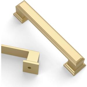 Asidrama 10 Pack 3.75 Inch(96mm) Brushed Gold Kitchen Cabinet Handles Gold Cabinet Pulls Kitchen Cabinet Hardware for Cupboard Drawer Pulls (3.75" Hole Center96mm, Brushed Gold)