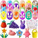 BOLZRA 24Pcs Prefilled Easter Eggs with Butter Slime Toys, No-Sticky Squishy Toys Easter Basket Stuffers for Toddlers, Egg Hunt Party Favors Easter Gifts for Kids Boys Girls