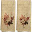 Vintage Fall Floral Kitchen Towels, Retro Rustic Antique Wildflower Floral Dish Tea Towels for Kitchen, Cottagecore Flower Decorative Hand Towels for Bathroom Decor, 16x24 Inch Set of 2