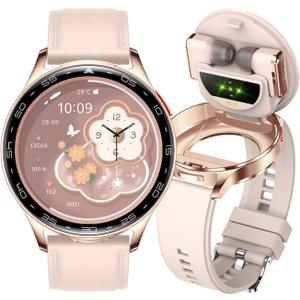.
Smart Watch with Earbuds, 2 in 1 Bluetooth Smartwatch, 1.39" HD IPS Screen Smartwatch for Men Women, Fitness Tracker Long Time Standby Men Women Sports Smart Watch (Pink)