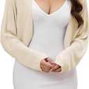 Women's Cardigan Summer 2024 Bolero Shrugs for Dresses Cropped Sweater Long Sleeve Lightweight Open Front Elegant Knit Top. (White, XL)