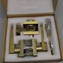 Cielsa Dawn Gold Heavy Duty Privacy Lever Door Handle and Single Cylinder Deadbolt Lock and Key Combo Pack - Locking Lever Set for Left or Right-Handed Doors - Exterior Door Levers - Satin Brass