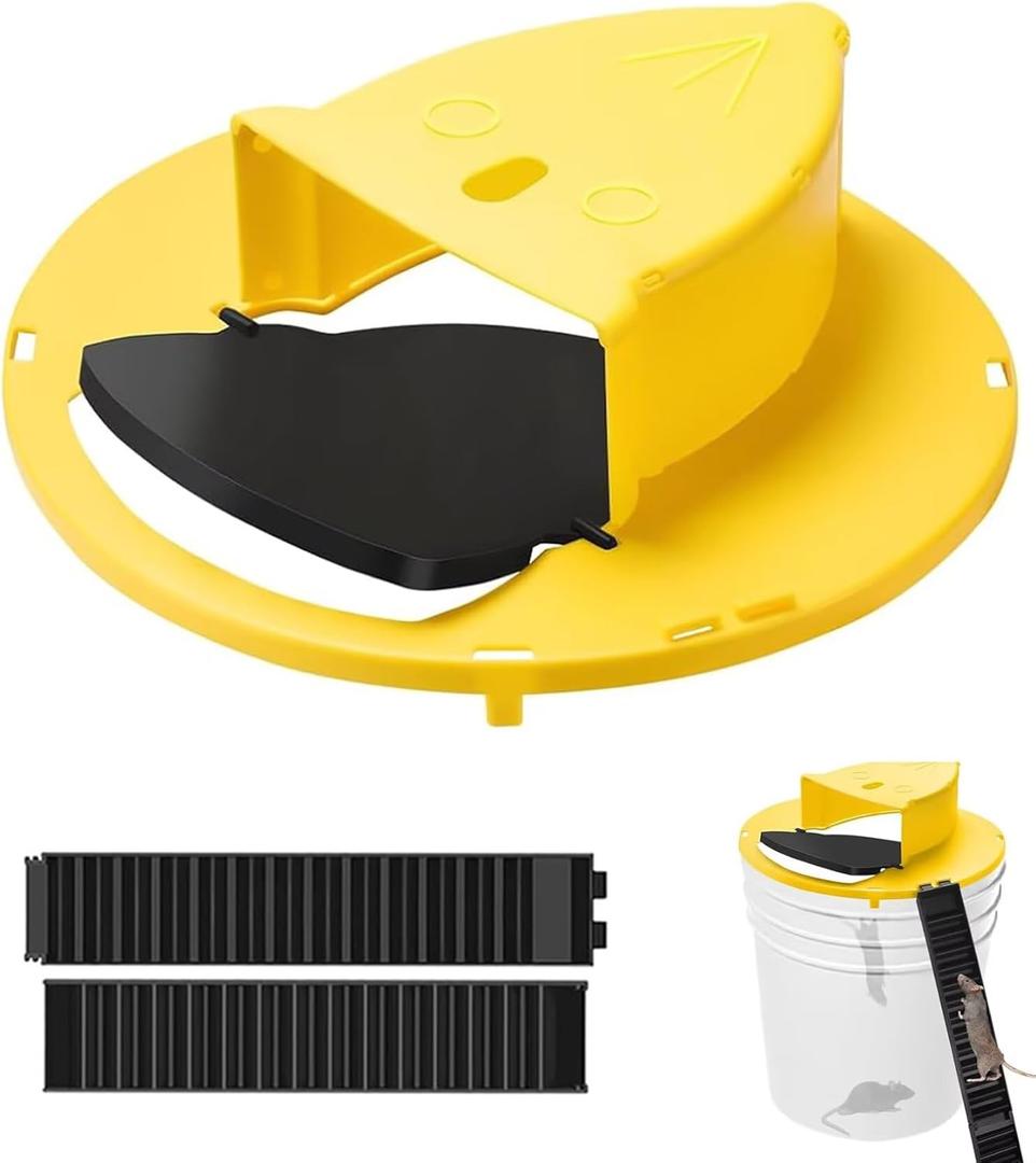 Mouse Trap Cylinder Flip Lid Multi-Catch for Indoor Outdoor Use, Auto-Reset Humane Rats Trap, No Chemical Glue Required | 5 Gallon Cylinder Compatible | 1-Pack