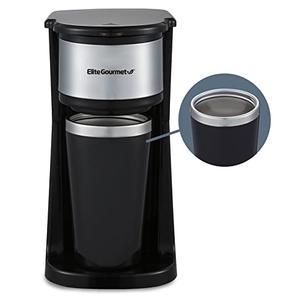 Elite Gourmet EHC-112B Personal Single-Serve Compact Coffee Maker Brewer Includes 14Oz. Thermal Travel Mug with Stainless Steel Interior, Compatible with Coffee Grounds, Reusable Filter, Black Elite Gourmet EHC-112B Personal Single-Serve Compact Coffee Maker Brewer Includes 14Oz. Thermal Travel Mug with Stainless Steel Interior, Compatible with Coffee Grounds, Reusable Filter, Black
