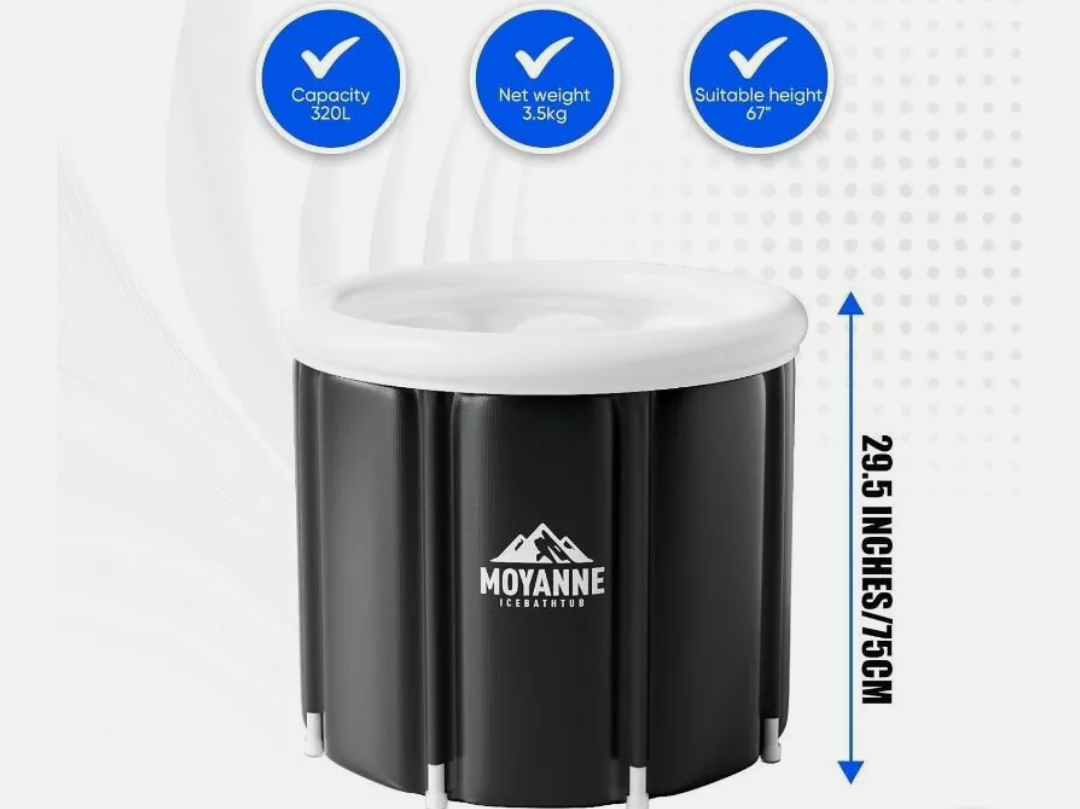 Moyanne Large Size Ice Bath Cold Plunge Tub For Athletes Pod Portable,Multiple Layered Portable Ice Pod For Recovery And Cold Water Therapy, Cold Plunge Tub For Outdoor, Ice Baths At Home (Black)