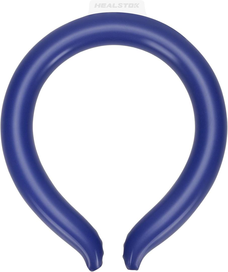 Cooling Neck Tubes - Reusable Ice Neck Rings for Outdoor Sports & Fitness | 18C Freezed Wearable Body Cooling Collar for Summer Heat Relief (Navy, Pink) (Pack of 2, Large)