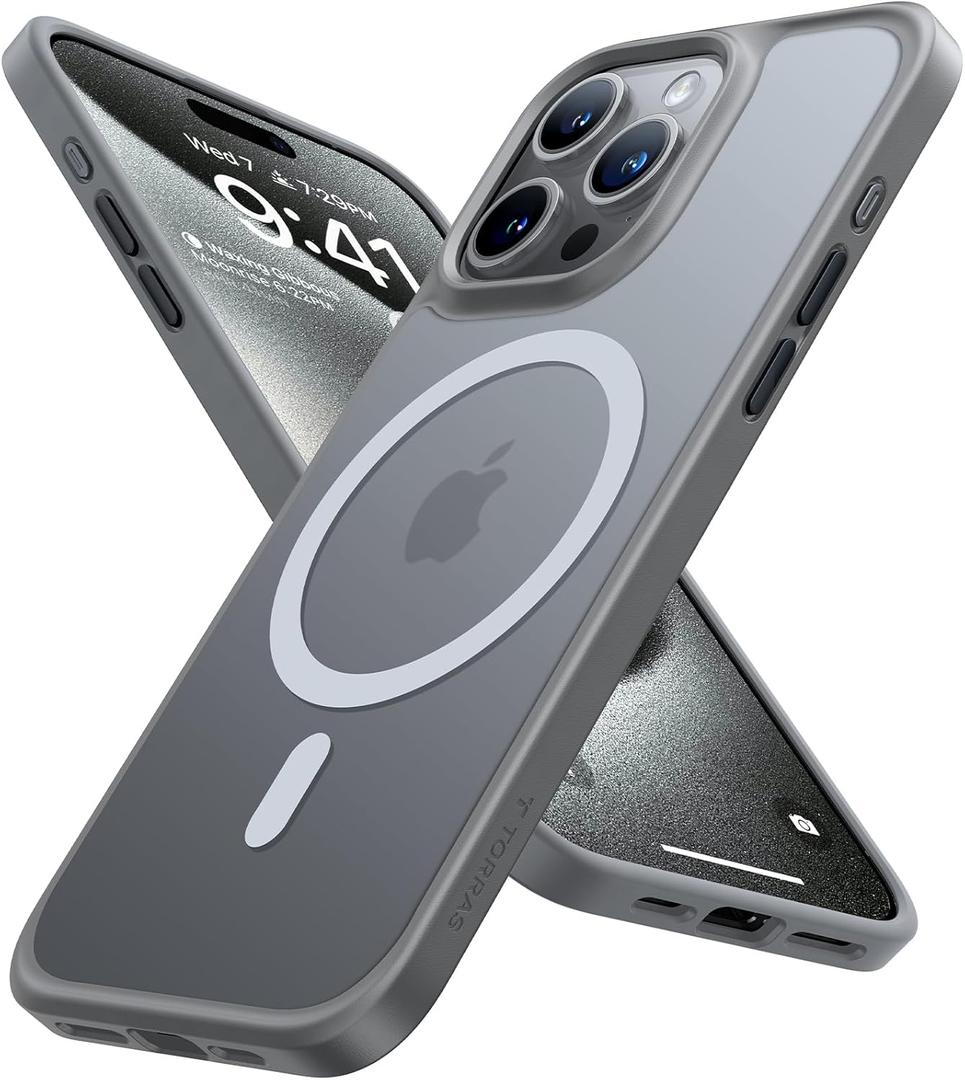 TORRAS Magnetic Guardian Designed for iPhone 15 Pro Max Case, [Military Grade Drop Tested] [Compatible with MagSafe] Slim Case for iPhone 15 Pro Max Phone Case 2023, Natural Titanium