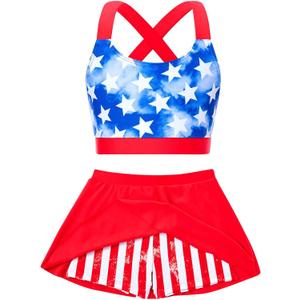 Cutemile Little Girls Two Piece Tankini Swimsuit Summer Boyshort Bathing Suit Beach Rash Guard Swimwear (5-6 Years, Stars and Stripes H of July) Cutemile Little Girls Two Piece Tankini Swimsuit Summer Boyshort Bathing Suit Beach Rash Guard Swimwear (5-6 Years, Stars and Stripes H of July)