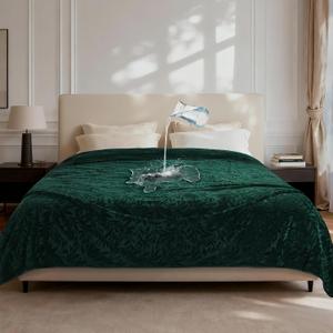 LOOBANI Waterproof Blanket for Bed: Soft Flannel Love Blanket 60"x80" for Twin Size Bed, Stain & Leak Proof Sofa Protector Waterproof Dog Blanket for Pets, Includes a Storage Bag (Green)
