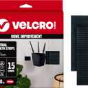 VELCRO Brand Heavy Duty Strips with Adhesive | 15 Sets Industrial Strength Mounting Tape | 4x2 Inch Wide Fasteners | Holds 10 lbs | Indoor or Outdoor Use, Black